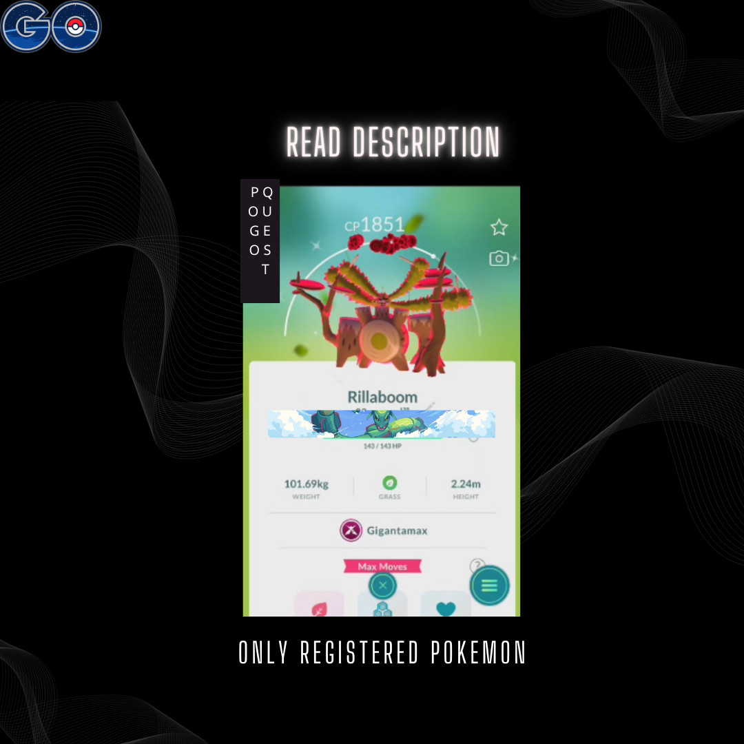 Pokémon Go - Shiny Rillaboom  Gigantamax - Tr-de GO ✨