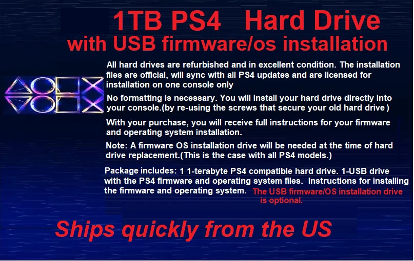 Playstation 4 PS4 PRO Slim Original 1TB Internal Hard Drive Disk Drive OS Option
