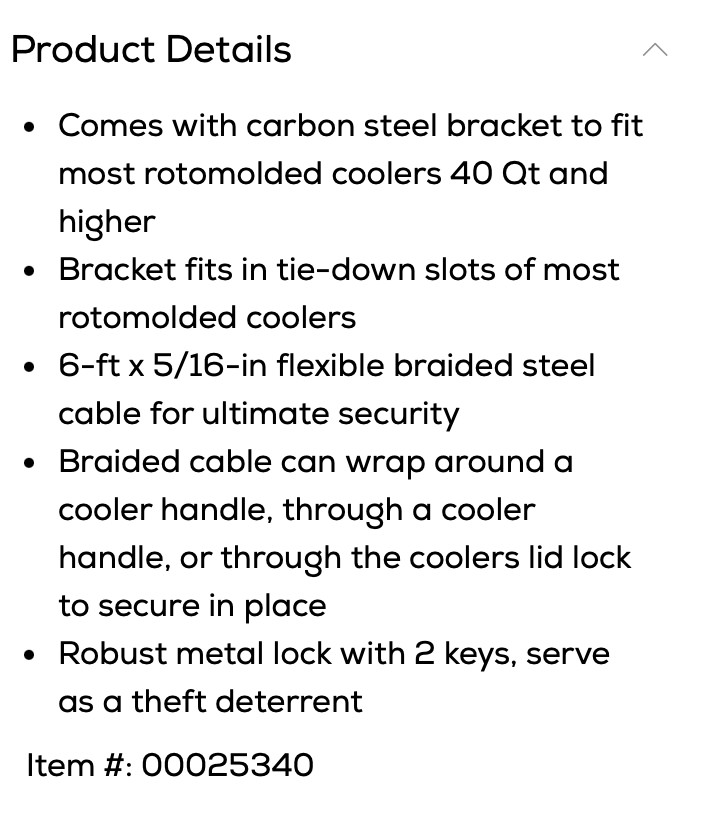 IGLOO Cooler Cable Lock Kit