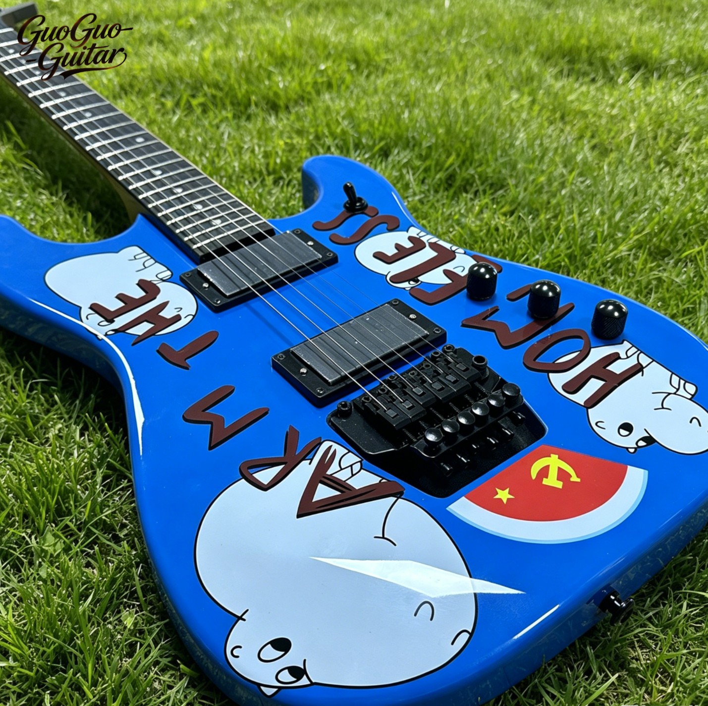 US Warehouse ST Electric Guiter Graphic Blue Floyd Rose Tremolo HH Pickups