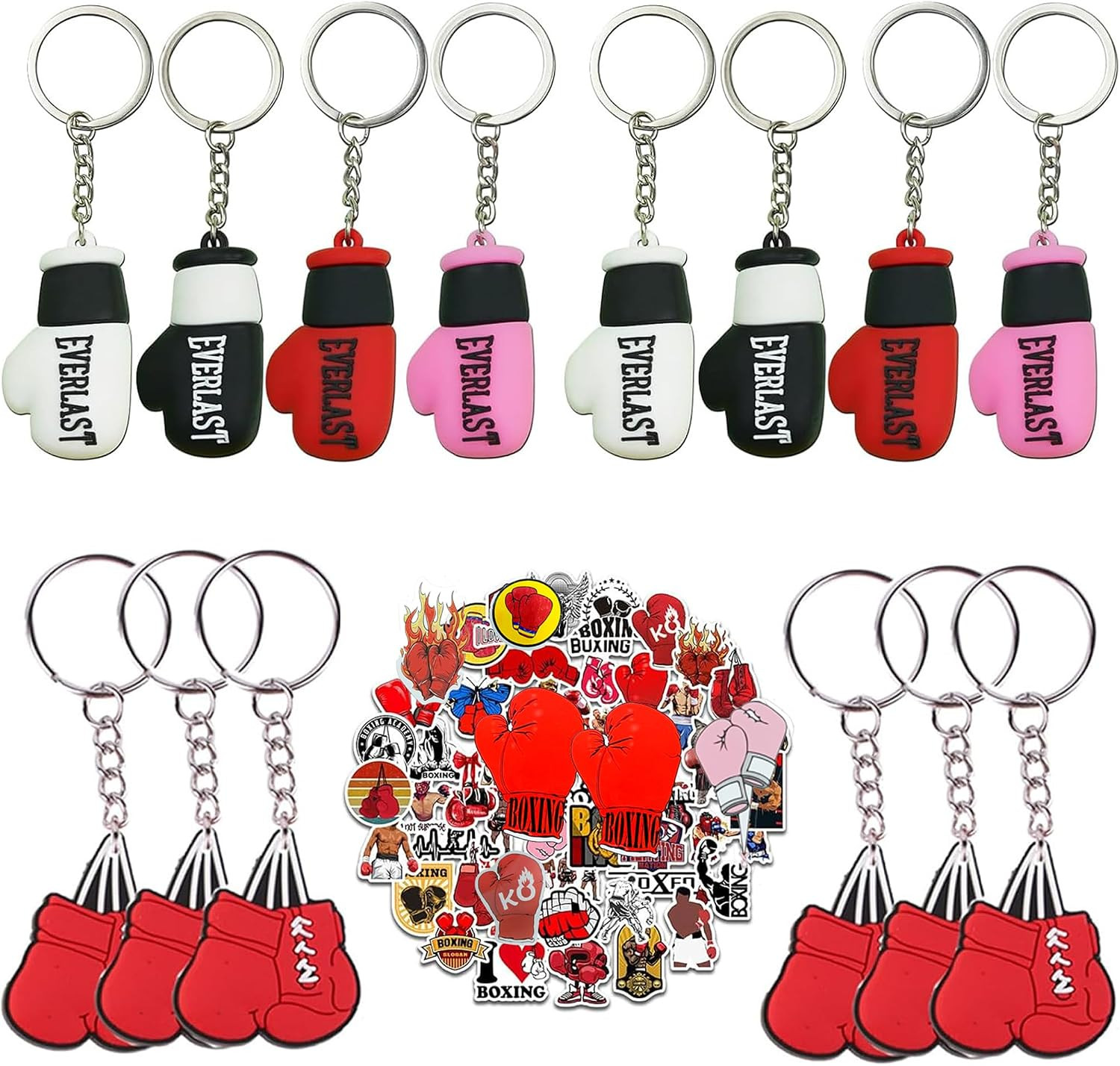 70 Pcs Boxing Gloves Keychain Stickers Party Gifts Supplies Boxing Glove Key