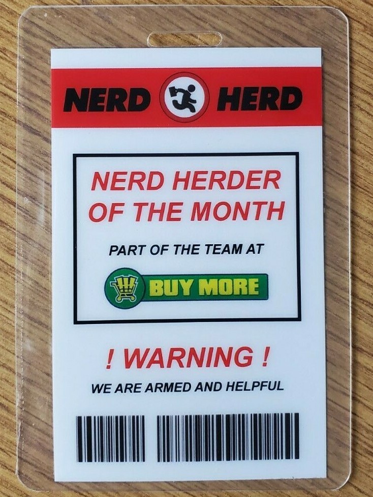 Chuck TV Series ID Badge-Nerd Herder Of The Month Buy More cosplay costume prop