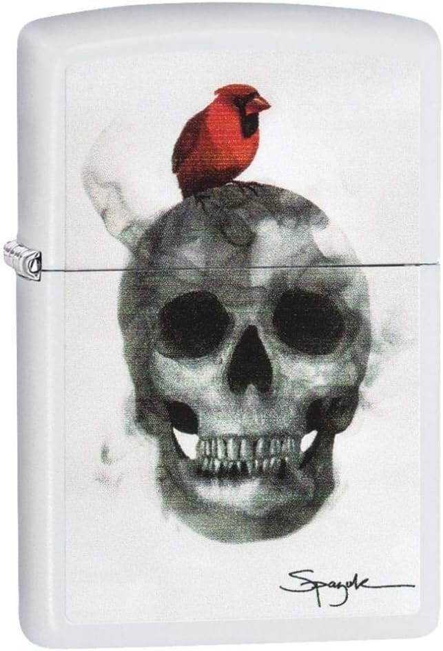 Zippo Spazuk Skull Design White Matte 29644