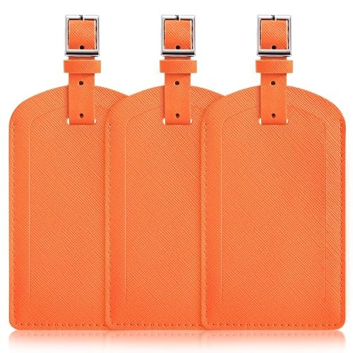 3 Pack Luggage Tags for Suitcases, TSA Approved Bag Tags, Baggage Bright Orange
