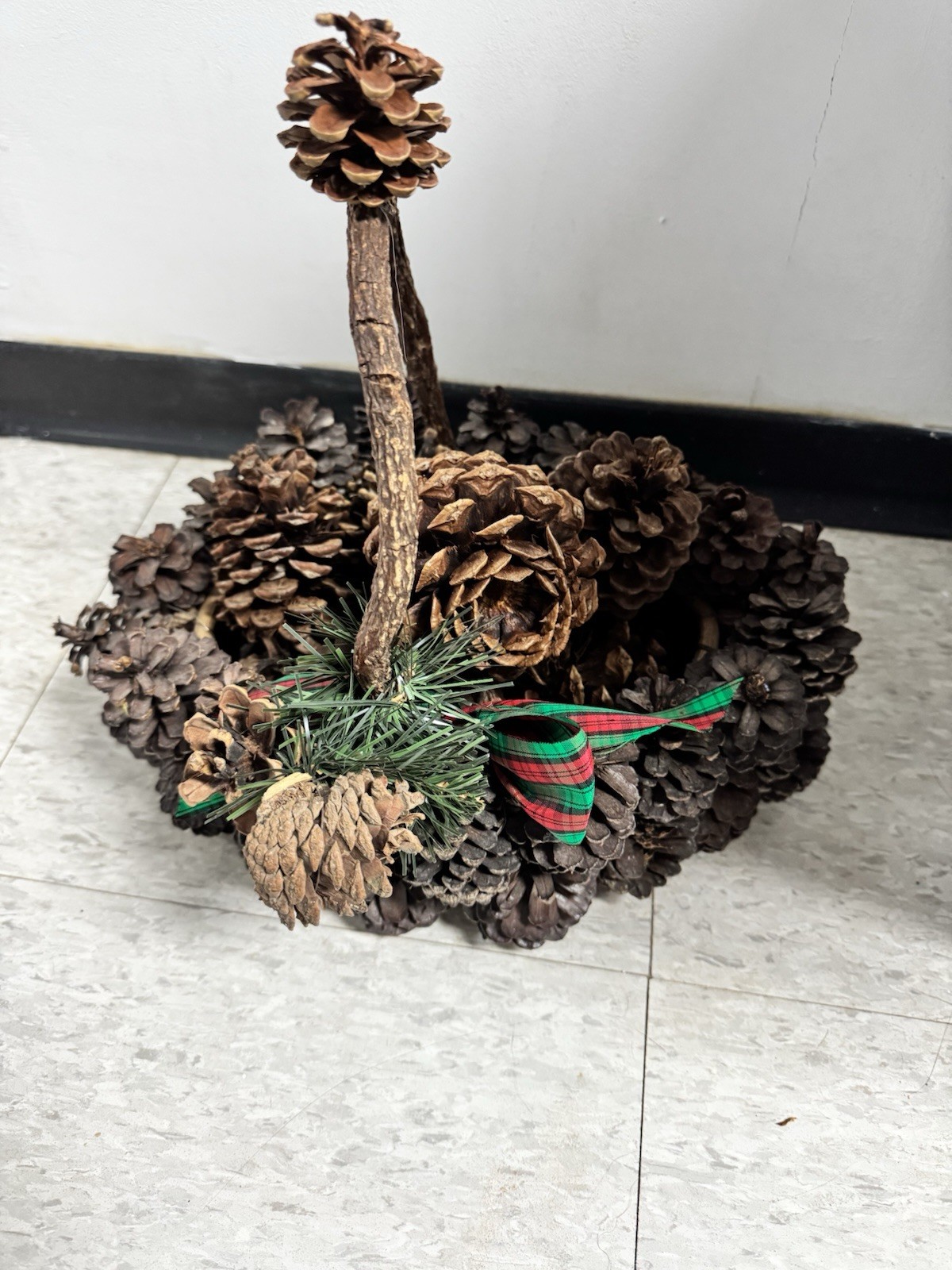 Rustic Wooden Pinecone Basket