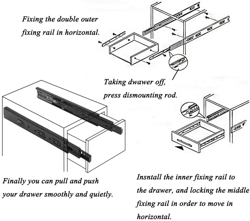 Probrico 22" Soft Close Cabinet Drawer Slides Full Extension Ball Bearing Pairs