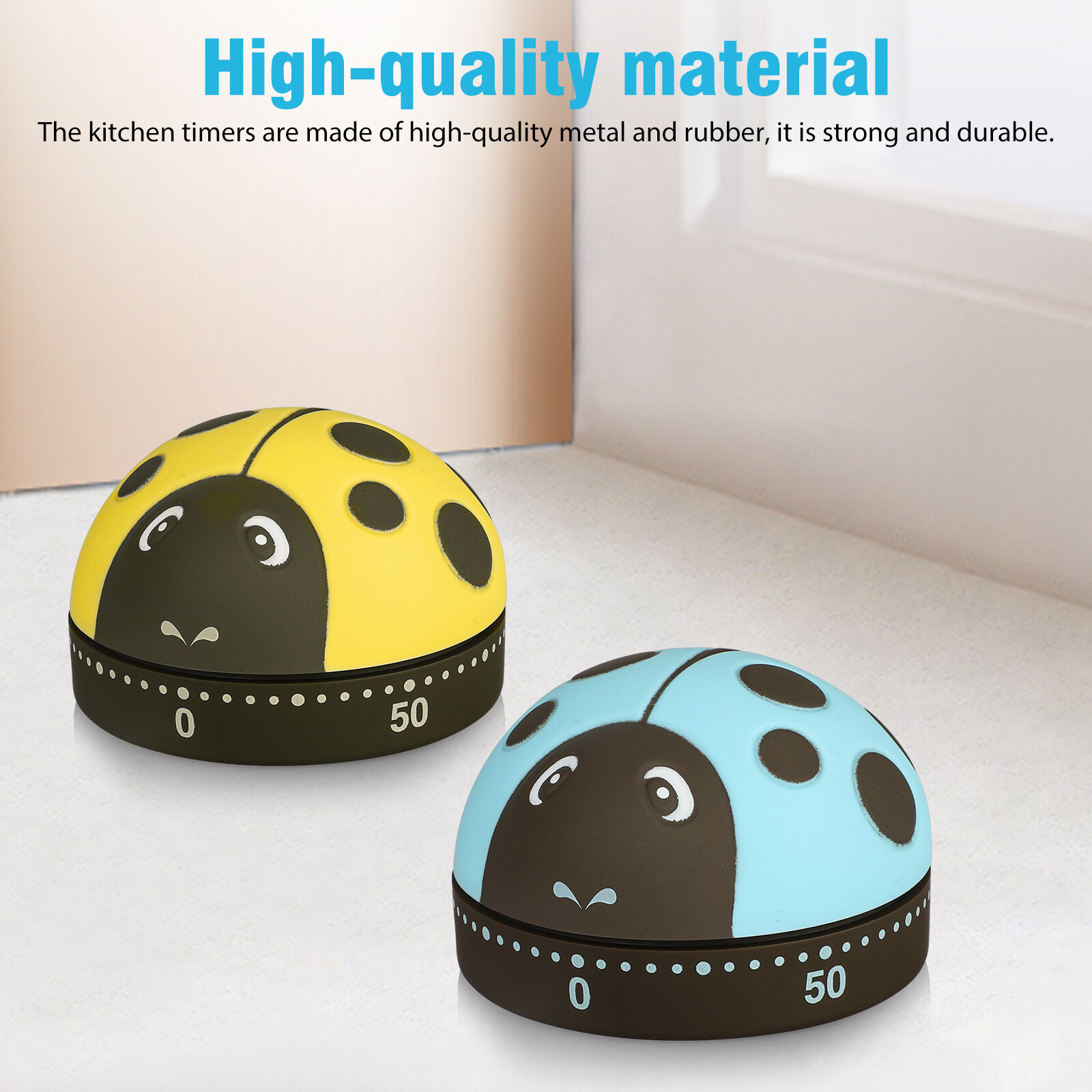 2x Manual Kitchen Cooking Timer Count Down Cute Cartoon Ladybug Clock Loud Alarm