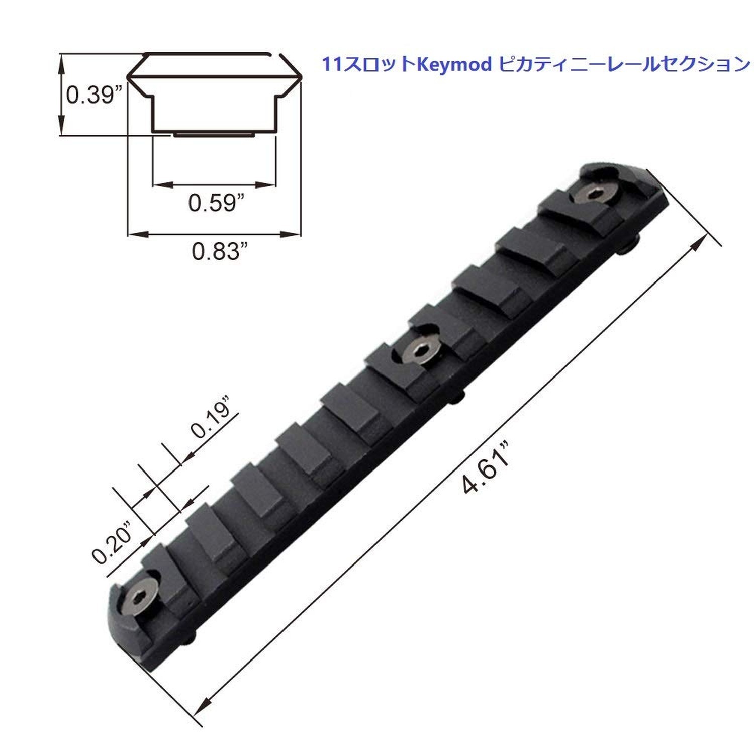Trirock 5-Pack Black Keymod Picatinny Rail Sections kit fits Key mod handguar...