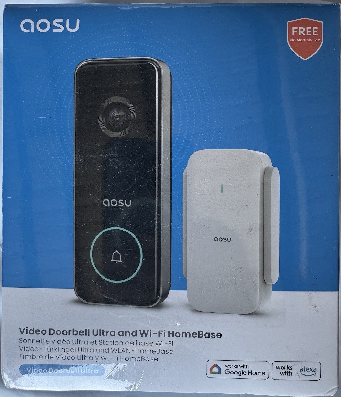 AOSU Doorbell Camera Wireless, 5MP Ultra HD, No Monthly Fee, 2.4/5 GHz WiFi Vide
