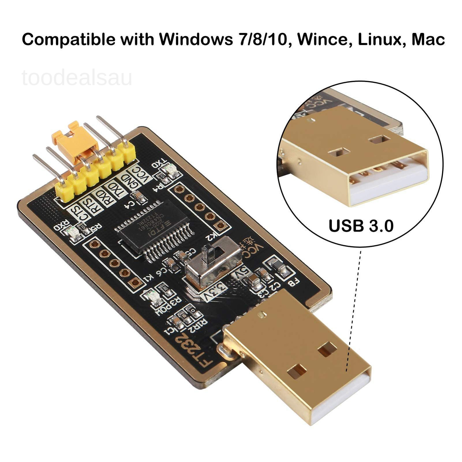 FT232RL USB to TTL Adapter for Development Projects, Serial black