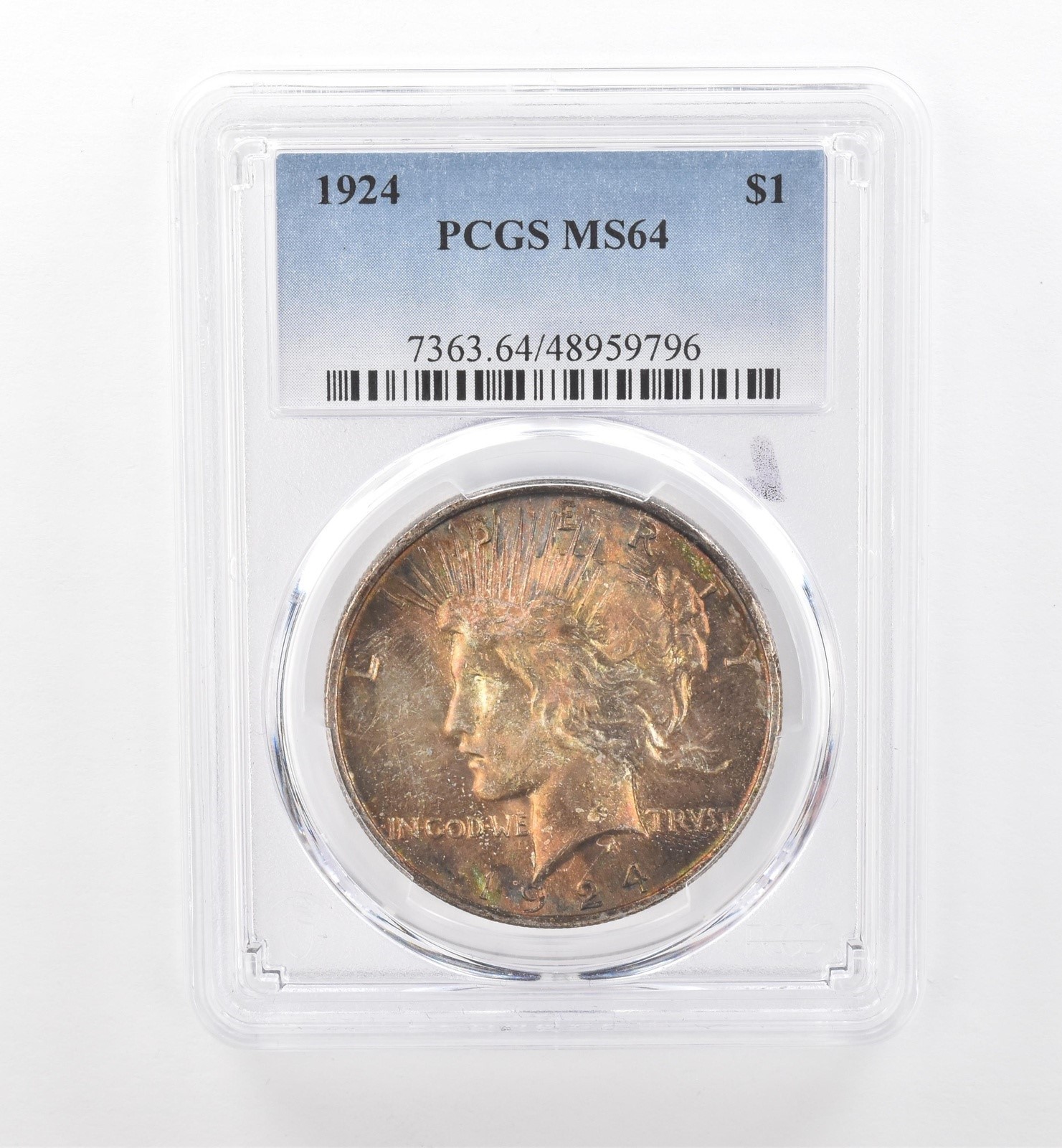 1924 Peace Silver Dollar MS64 PCGS Beautiful Tone *1939