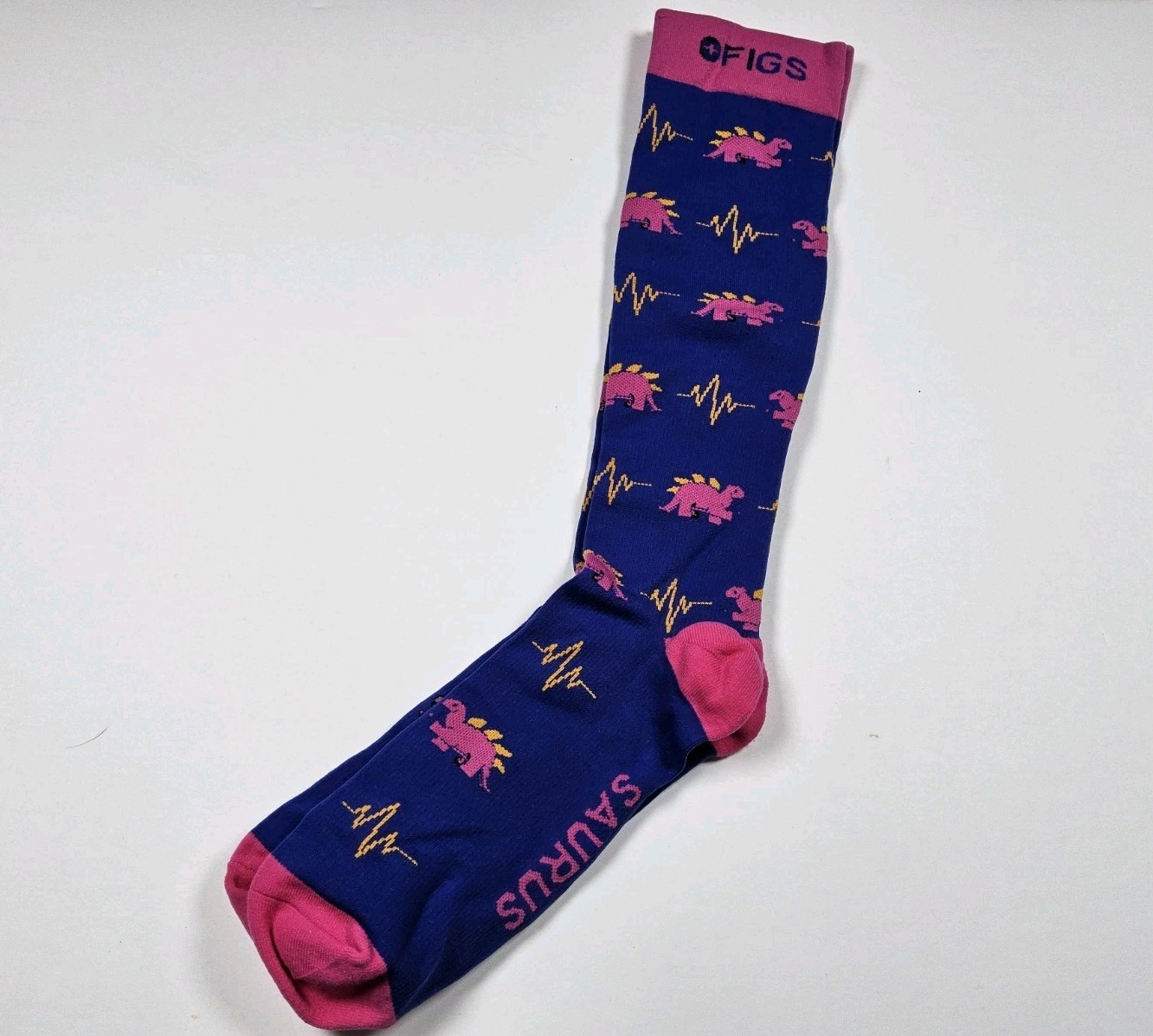 FIGS Compression Steth-O-Saurus Dinosaur Nurse Medical Socks Size L
