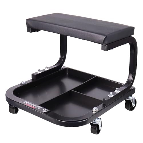Rolling Creeper Garage/Shop Seat, Padded Rolling Workshop Stool with Tool Black