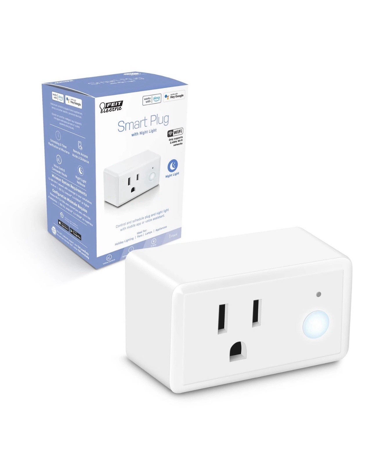 Feit Electric Smart Wi-Fi Plug, Works with Alexa 1 Count (Pack of 1), White  NEW