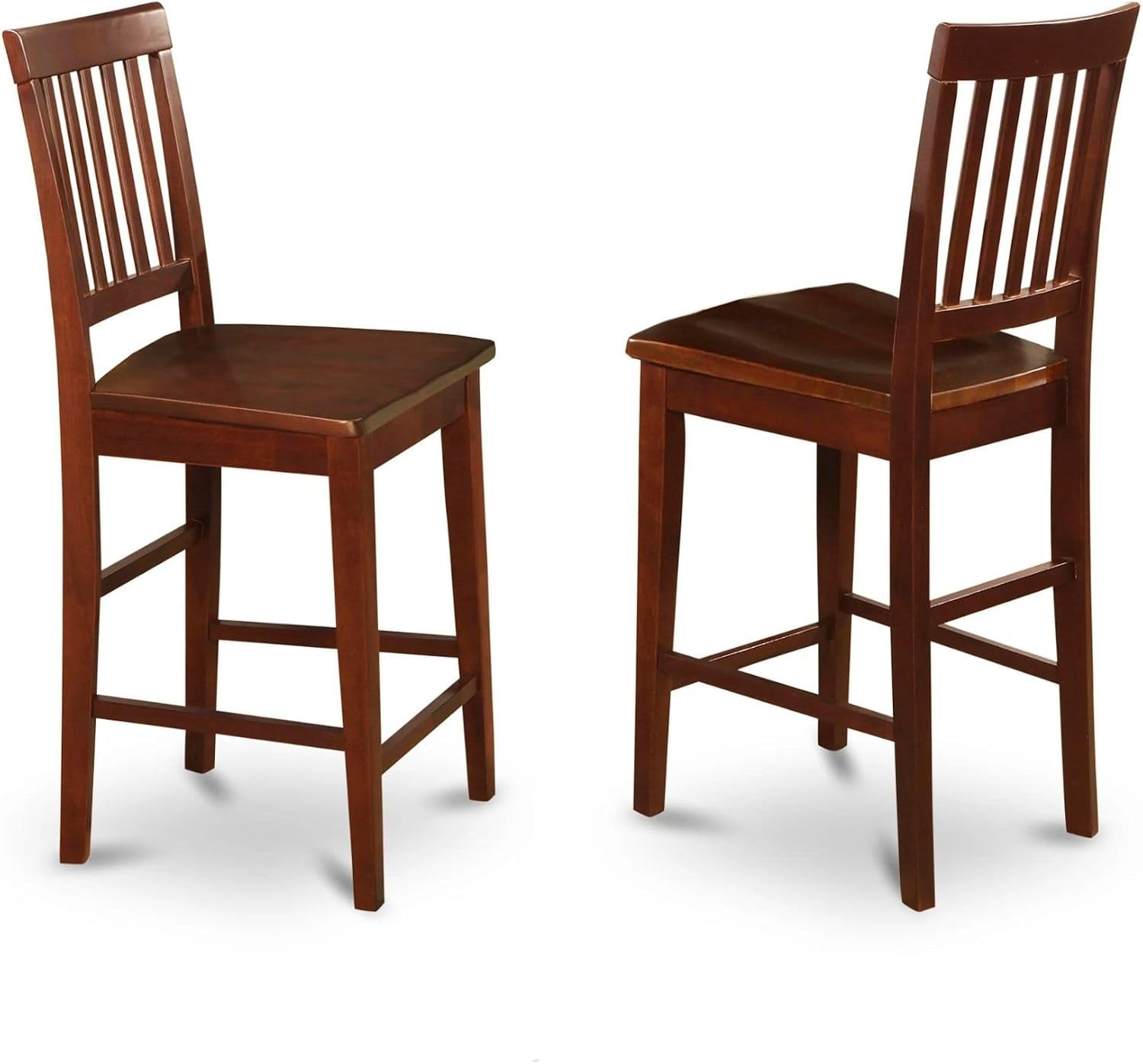Vernon 11" Wood Counter Stools in Mahogany (Set of 2) | Modern Counter Height