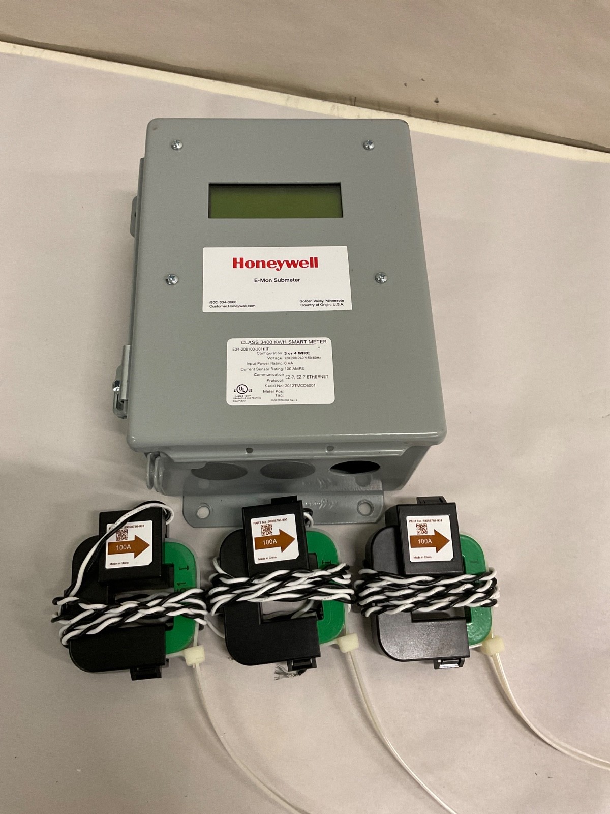 Honeywell E34-208100-J01KIT E-Mon Submeter 3400 KWH 100A w/ X3 CTs
