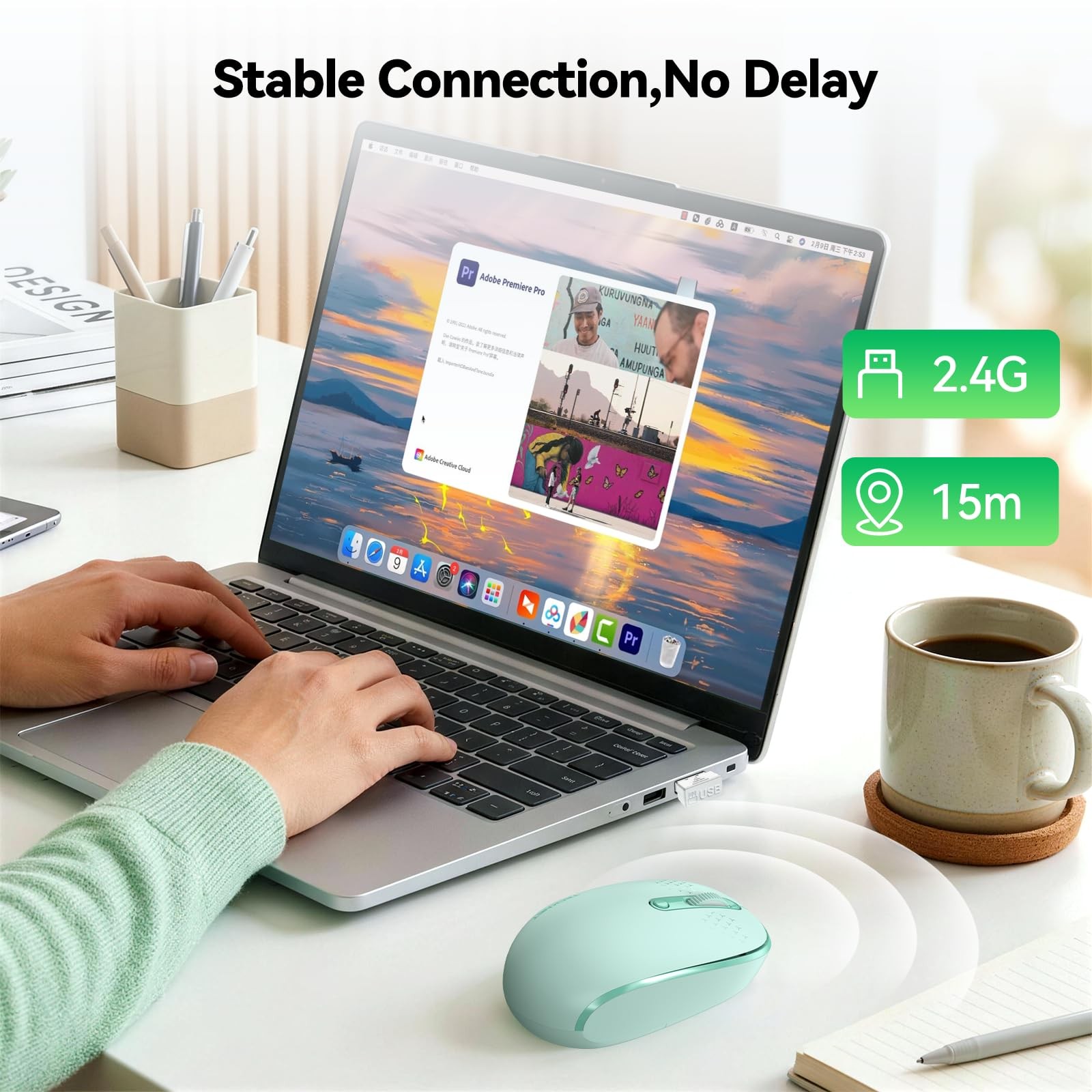 TECKNET Wireless Mouse for Laptop, 2.4G Quiet Computer Mouse with USB Receive...