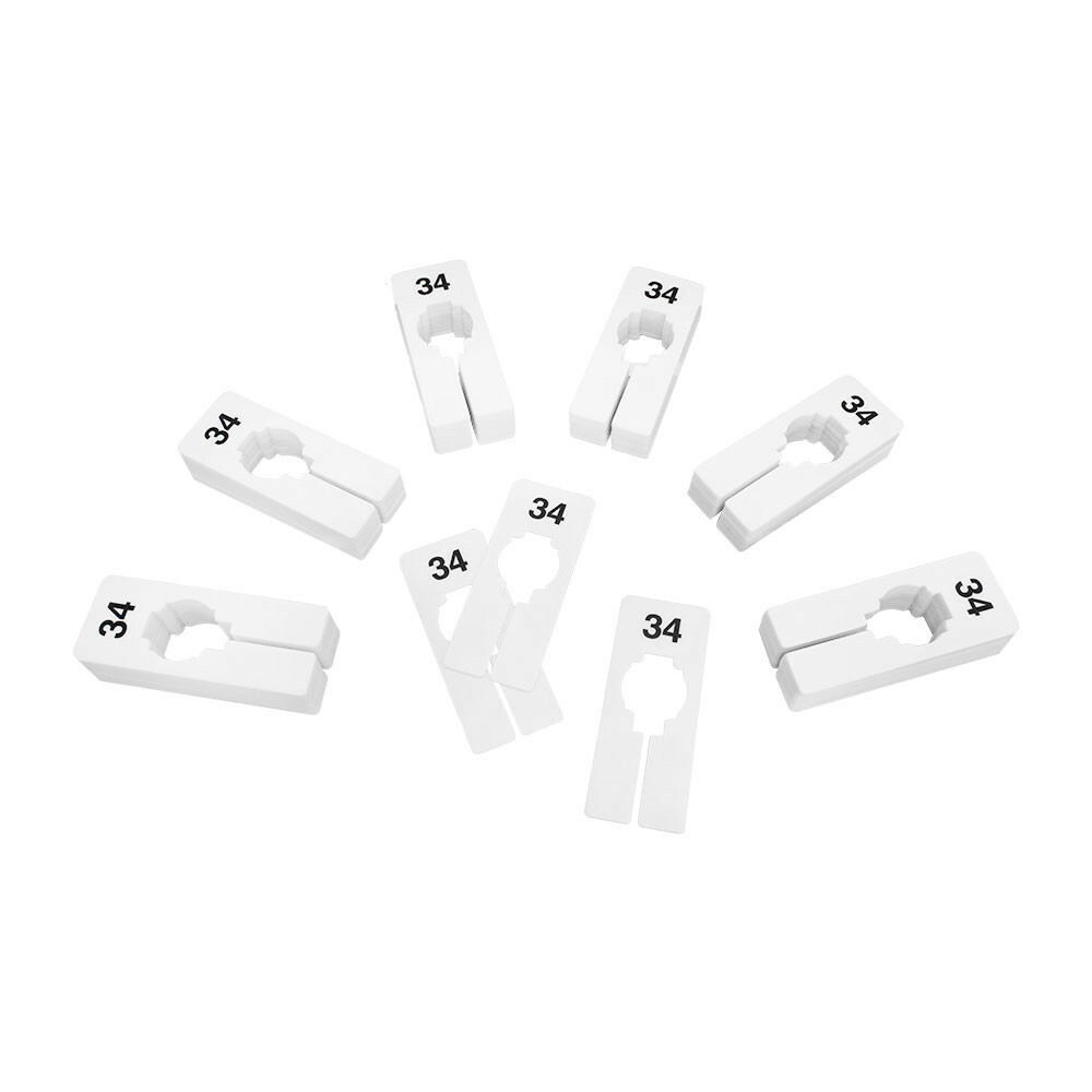 10 PC 2" x 5" Clothing Rack Size 34 Dividers Hangers White Plastic Rectangular