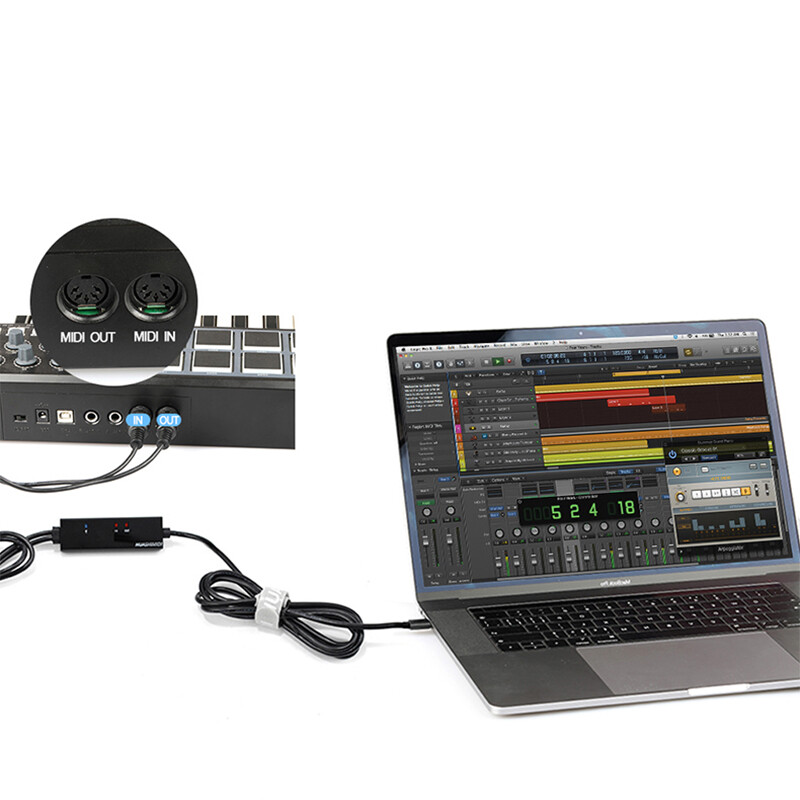 New USB C MIDI Cable MIDI In/Out to Type-C for Keyboard, Synth, Windows/Mac