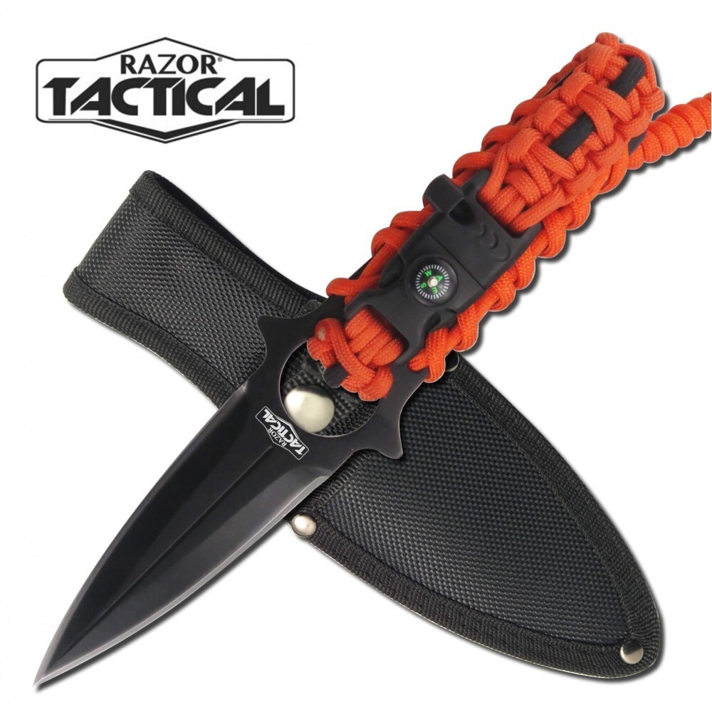 8.5" SURVIVAL KNIFE WITH PARACORD, COMPASS AND WHISTLE WITH SHEATH wf1021