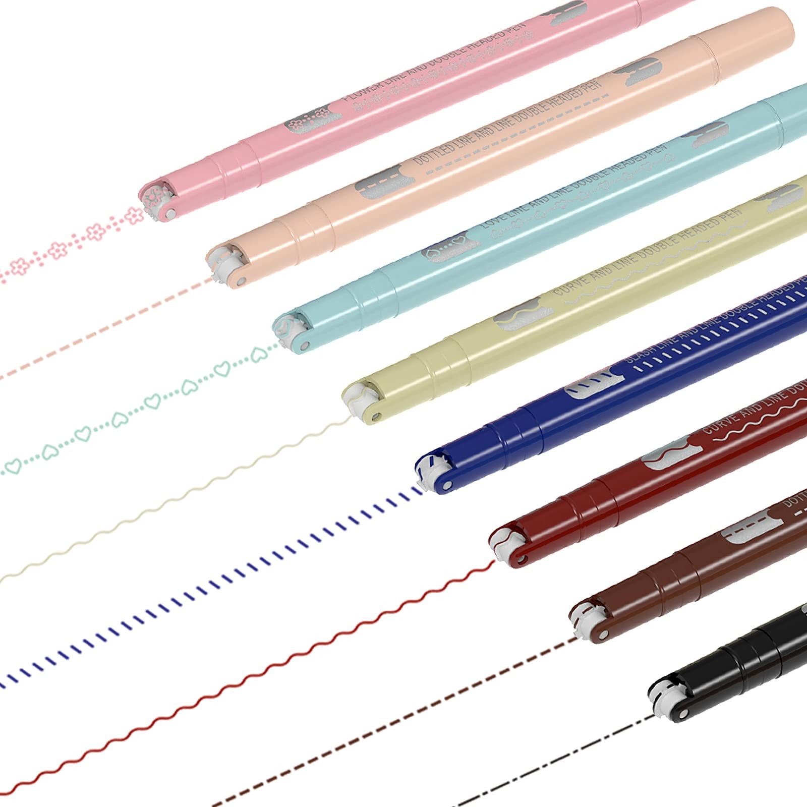 Aechy Colored Curve Pens, Dual Tip Pens With 6 Different Cur