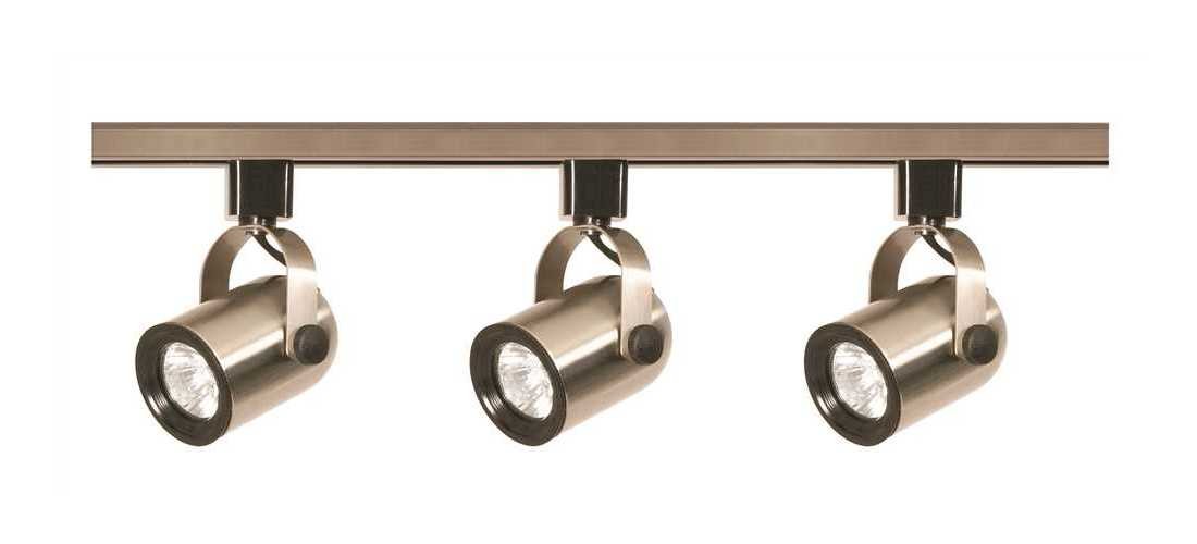 4 ft. 3-Light Brushed Nickel Halogen Round Back Track Lighting Kit Color/Finish
