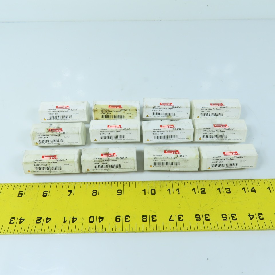 SPI Class ZZ Individual Pin Gage .480+, 0.605+, 0.609- Lot Of 12
