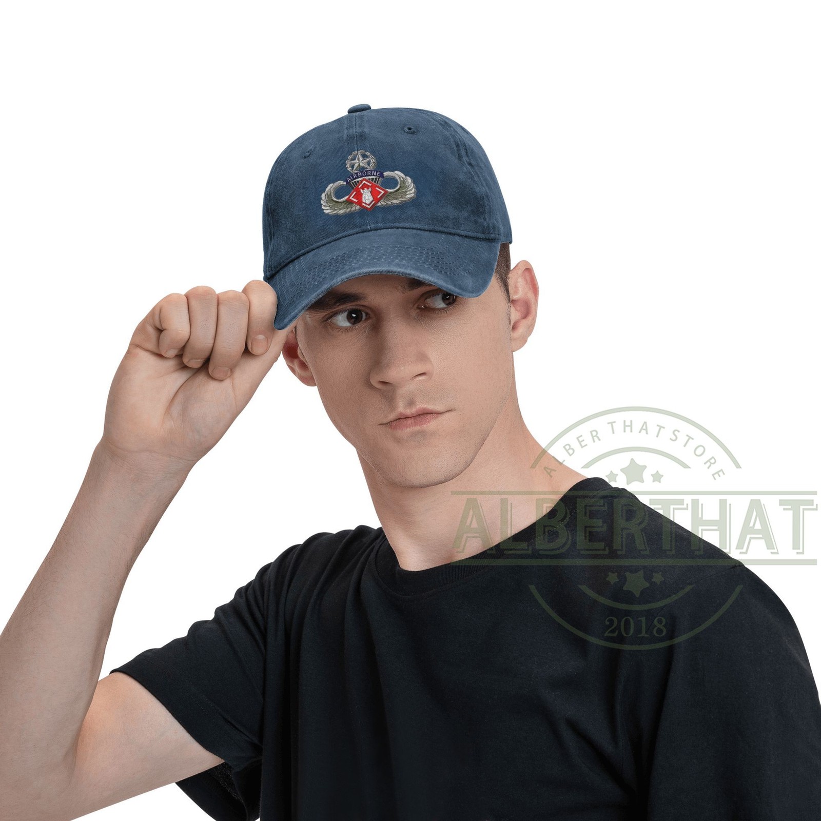 27th Engineer Battalion Airborne Jump Wings Unisex Denim Hat Baseball Cap