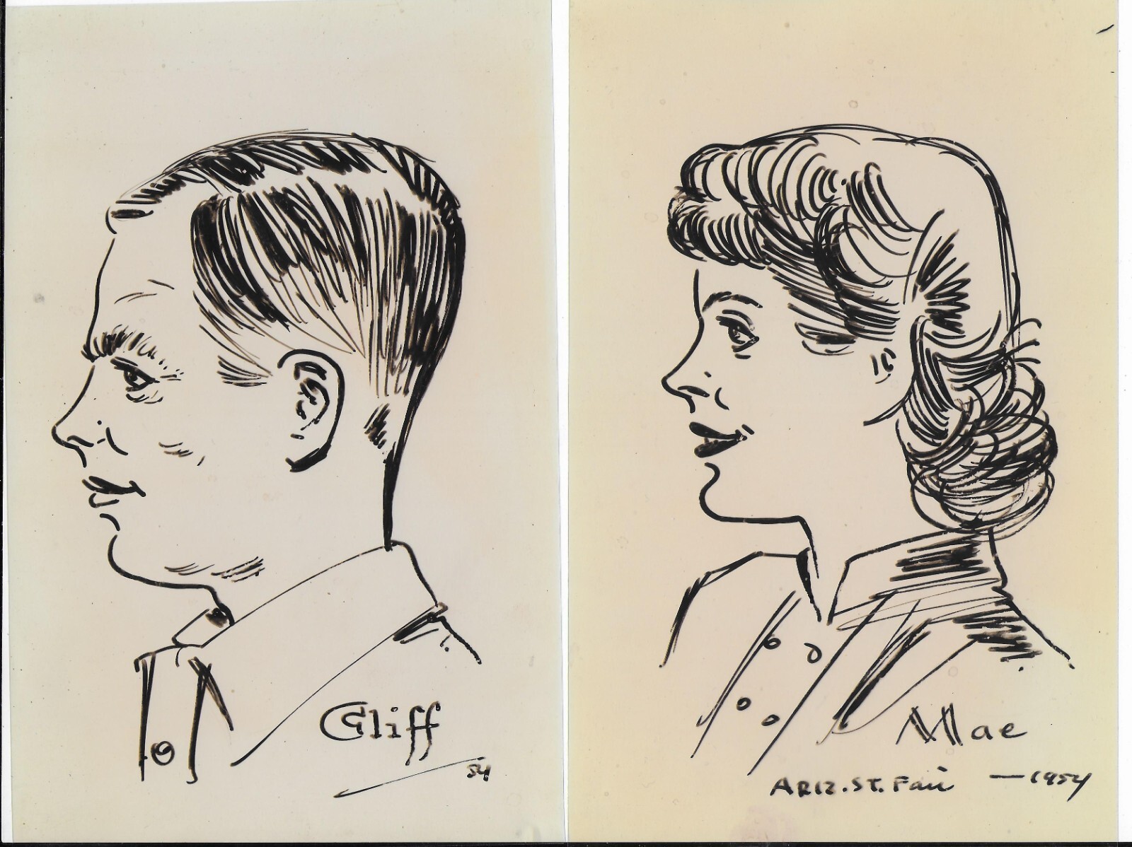 2 Diff Pen on Acetate Portraits – Arizona State Fair 1954 Phoenix Arizona