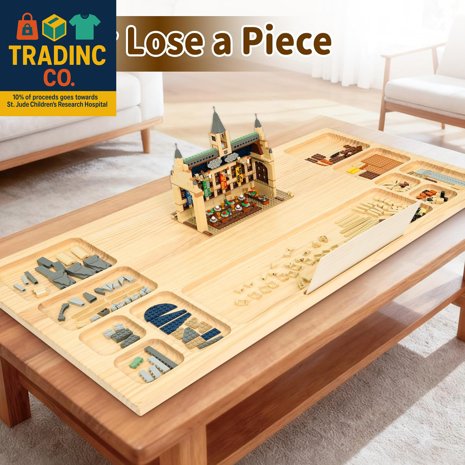 Building Baseplate Table for Lego, Building Tray Board with Storage and Classify