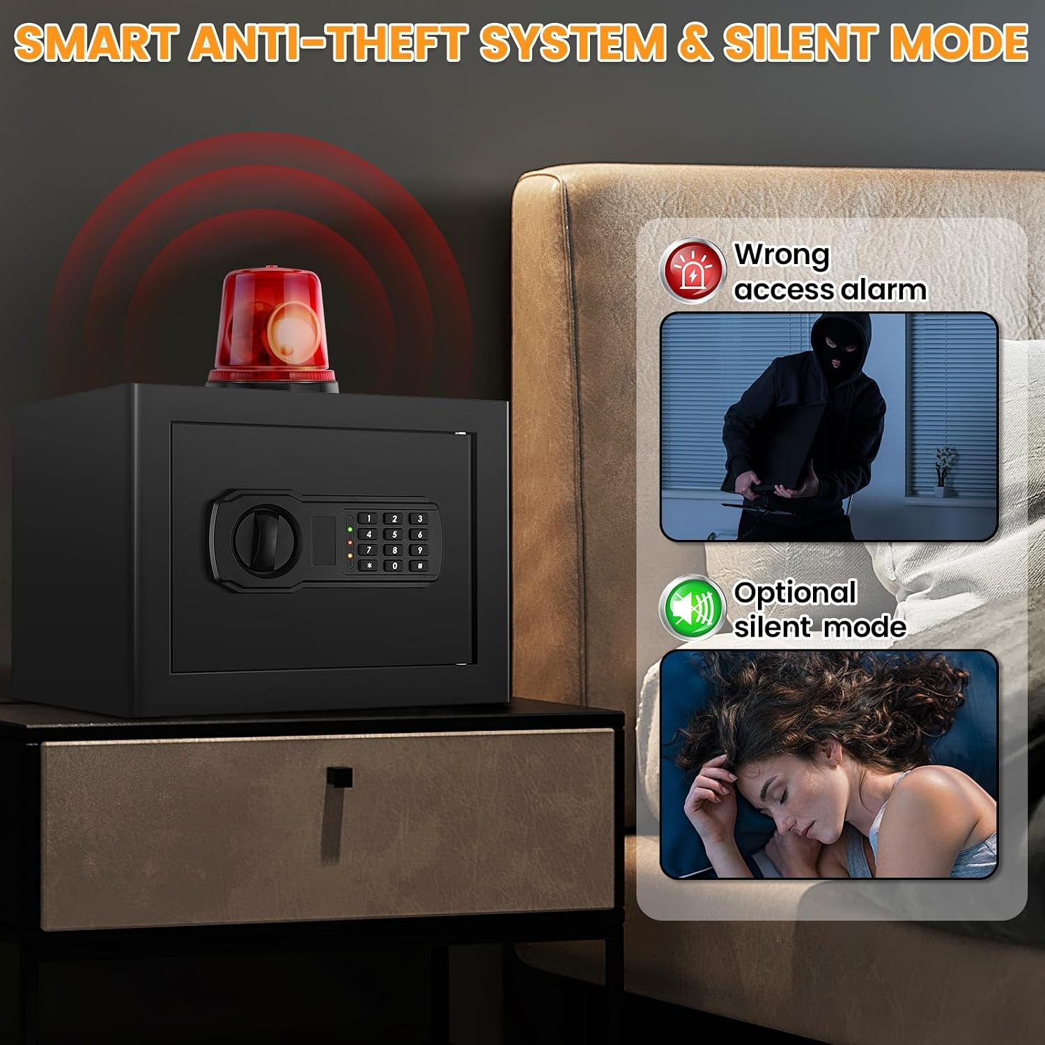 9.84" Tall Small Fireproof Safe Box, 1.2 Cu Ft Security Home Safe