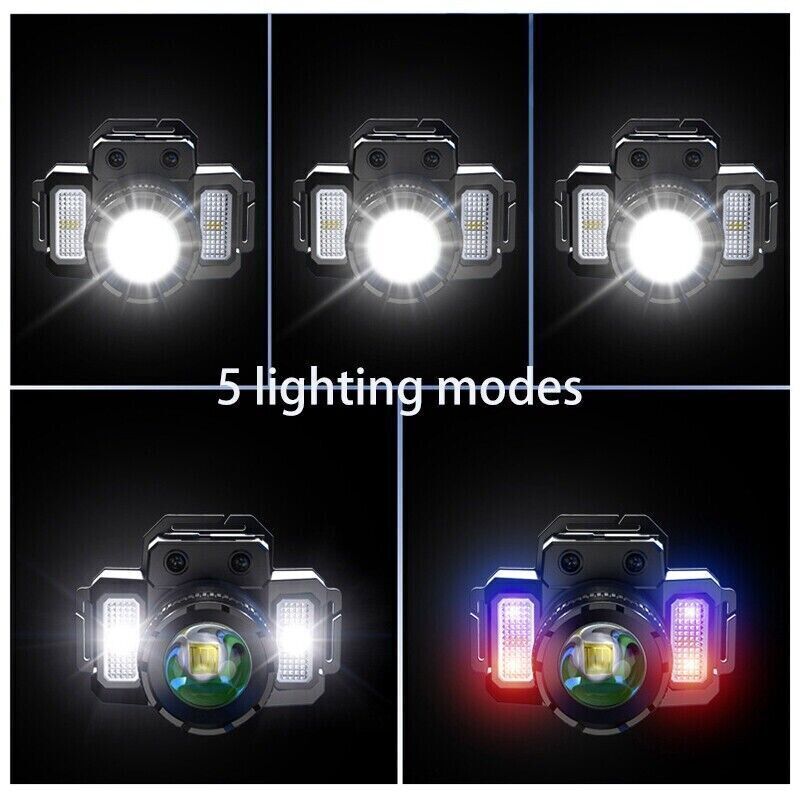 Super Bright LED Sensor Headlamp USB Rechargeable Camping Headlight Flashlight