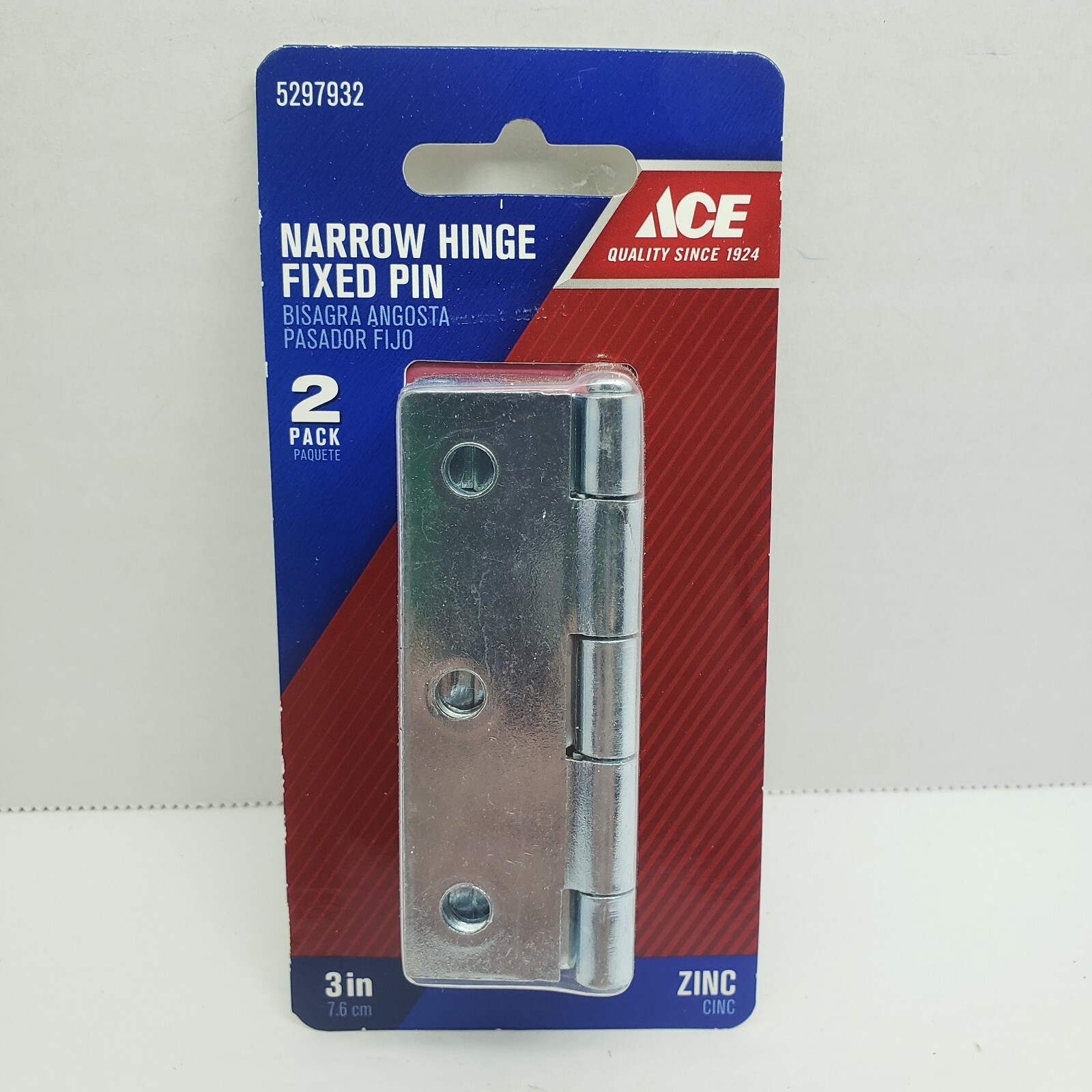 ACE Narrow Hinge Fixed Pin  Zinc  3"   #5297932 2 PACK