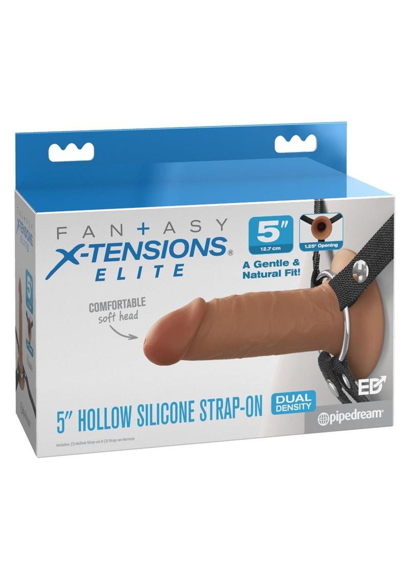 Fantasy X-Tensions Elite  Dual Density Hollow Strap-On 5in - Caramel