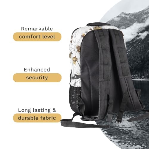 Camo Backpack in Licensed Realtree Prints, Lightweight and Xtra Snow/Black