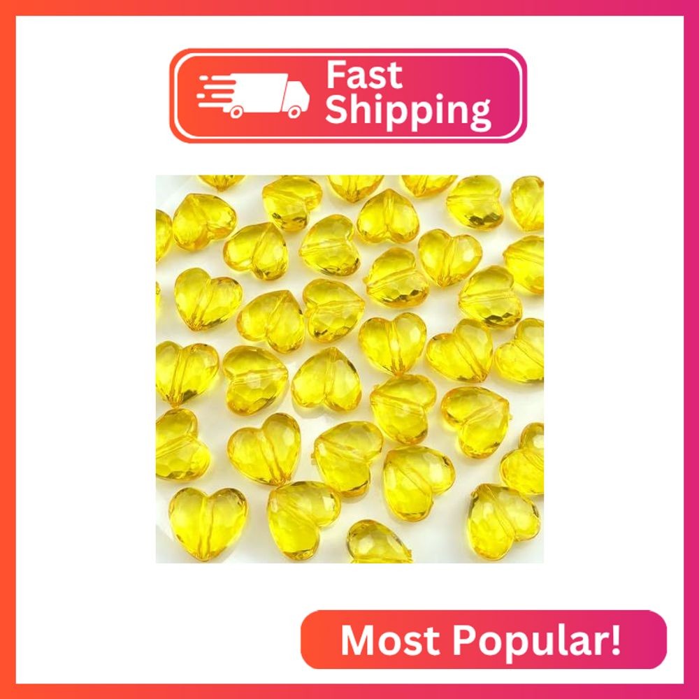 Tingoons 50 Pcs 18x16mm Acrylic Heart Shape Beads Clear Colorful Craft Beads wit