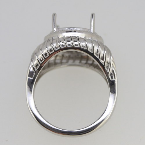 Sterling Silver Semi Mount Ring Setting Round RD 12x12mm Vintage Style