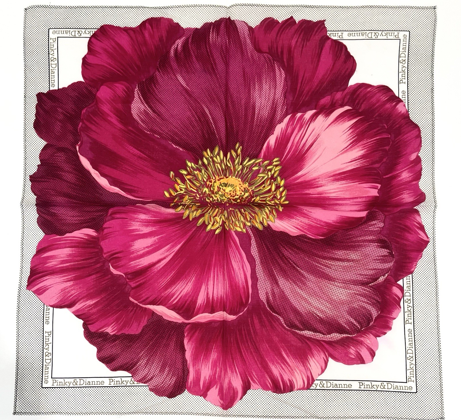 Handkerchief Vintage Women Pinky  Mini Scarf Art Flower Pink Cotton Square 18”