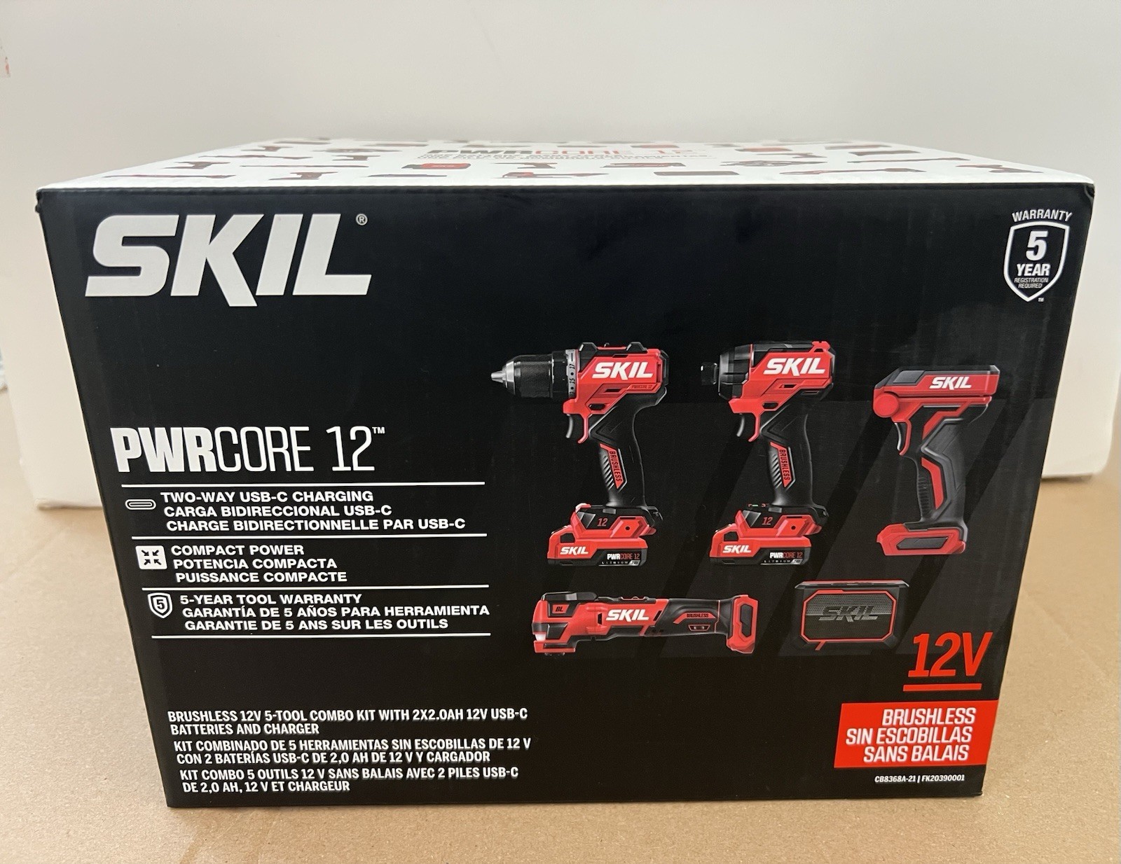 SKIL CB7368A-20 PWRCORE 12 12v Brushless 5-tool Combo Kit with 2 Batteries