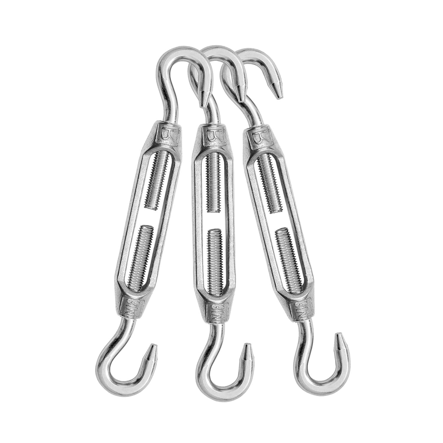 3PCS M4 Hook & Hook Turnbuckle 304 Stainless Steel Turnbuckle Wire Rope Tension