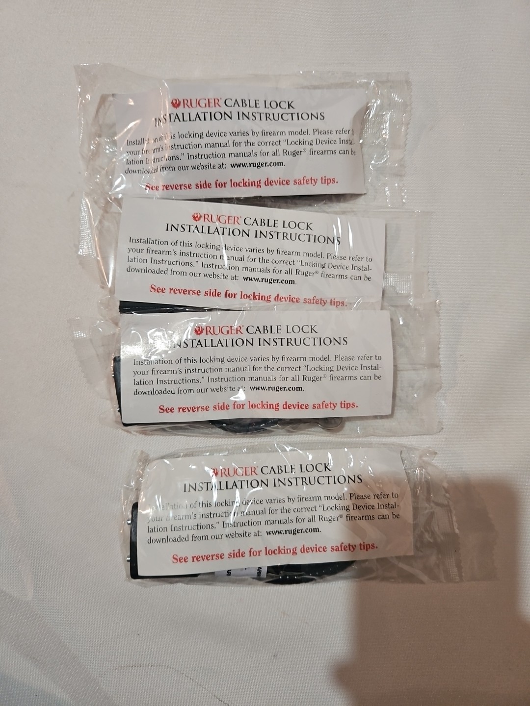 (4) Gun Lock Ruger Firearm Gun Safety Cable. New Original Package