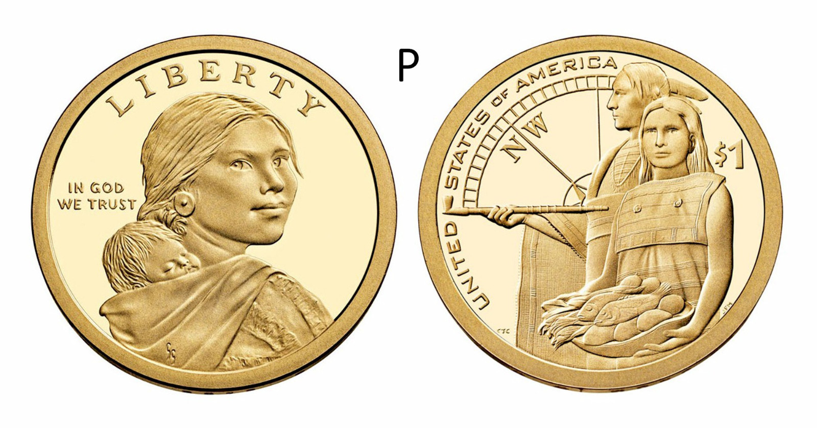 2014-P  SAC$  Native American (Sacagawea) Golden Dollar 1-Coin