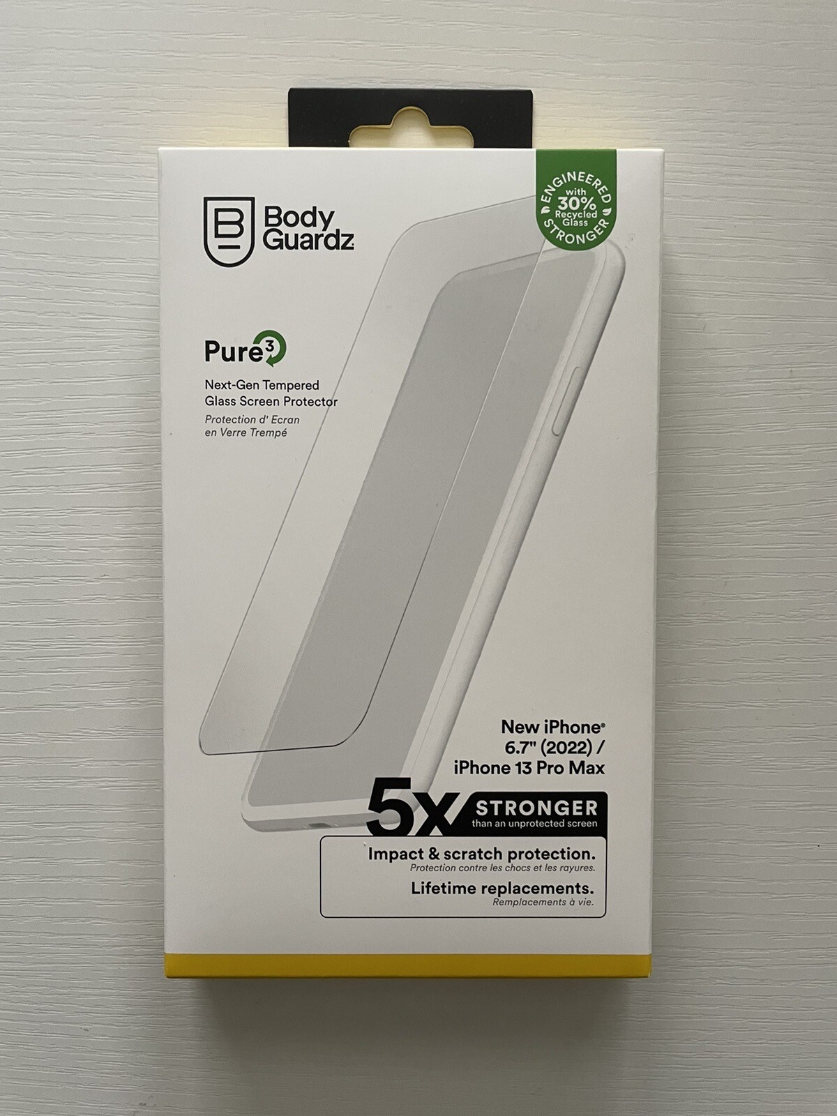 BodyGuardz Pure 3 Tempered Glass Screen Protector for Apple iPhone 13 Pro Max