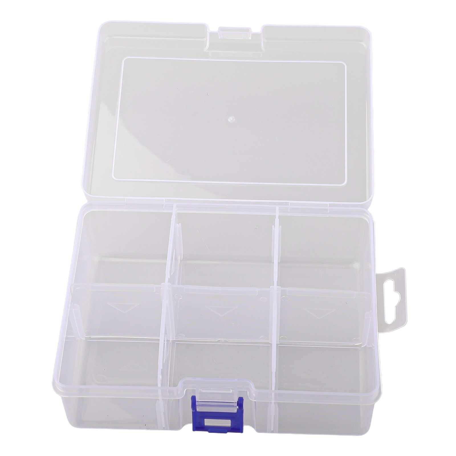 Secure Lockable Plastic Organizer Case with 6 Grids for Small Accessories