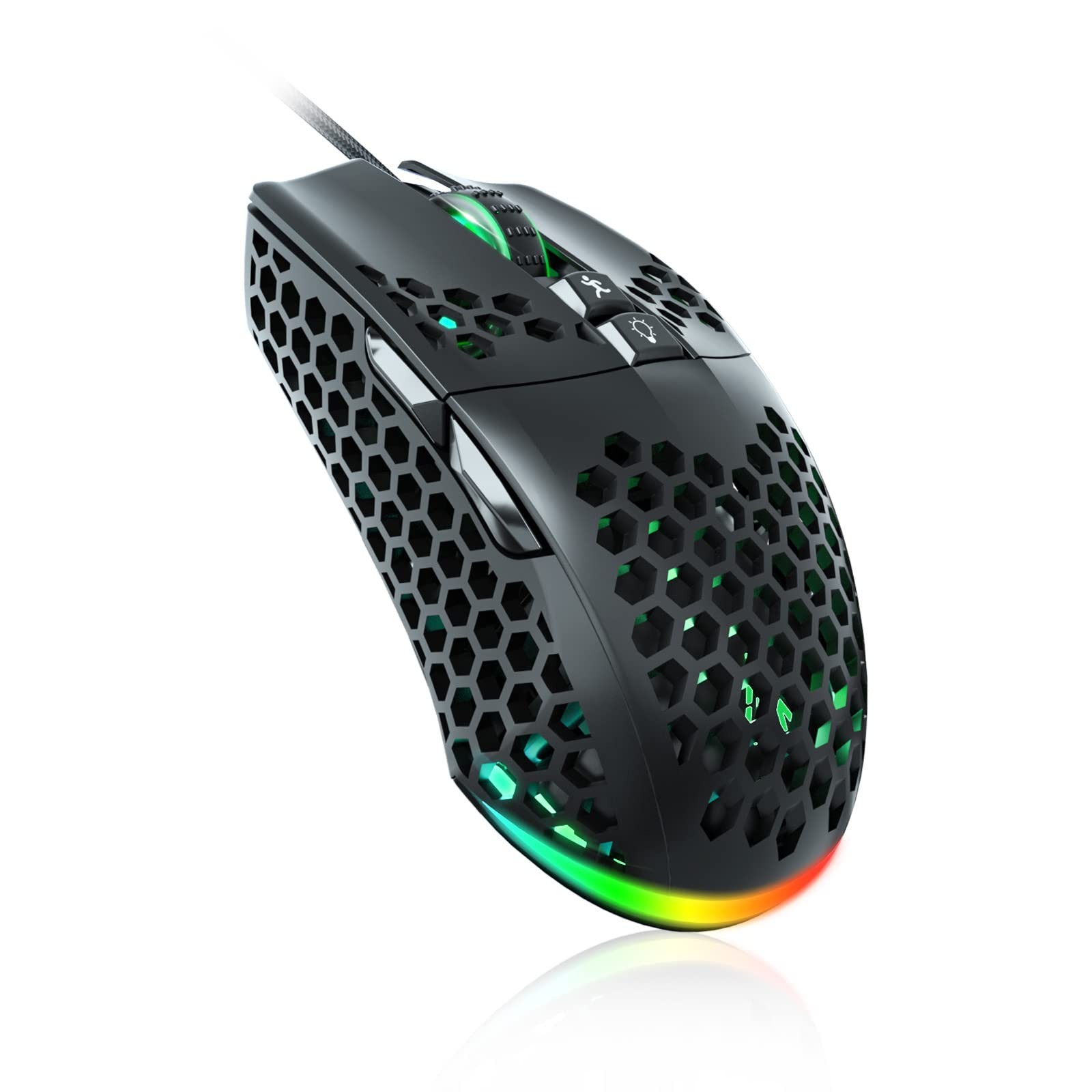 SM900 Wired Gaming Mouse RGB Honeycomb Shell 12800 DPI PC Laptop Black