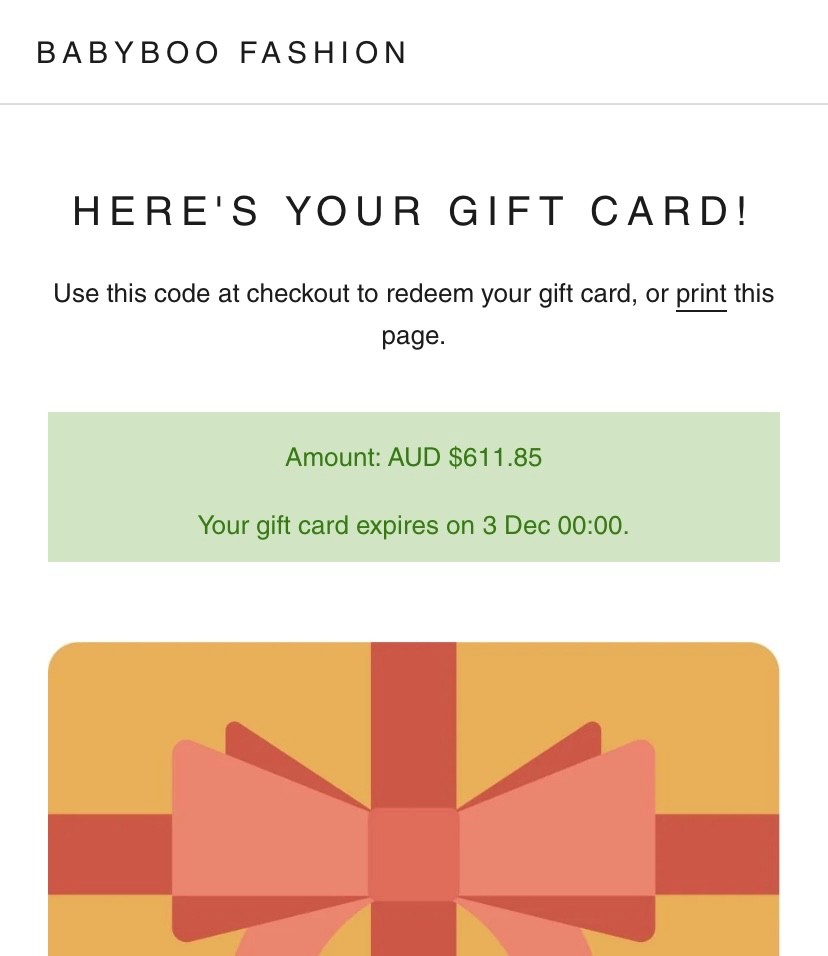 Baby Boo Fashion Gift Card