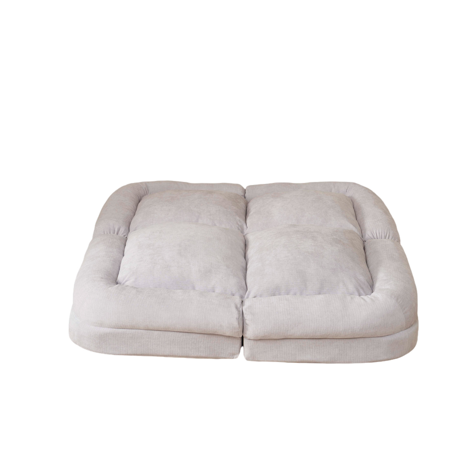 Convertible Fold-Out Single Sofa Bed, 18-Position Adjustable, White