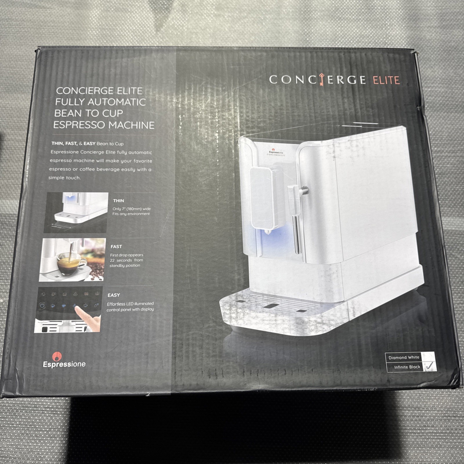 Espressione Concierge Elite  Espresso Machine Diamond WHITE 8120DW - OPEN Box