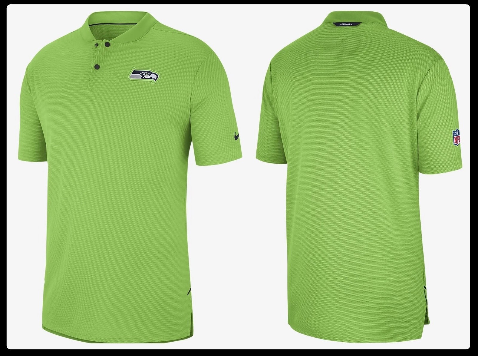 NWT$85 Nike NFL ONFIELD Seattle Seahawks Embroidered "No" Collar Polo Golf Shirt