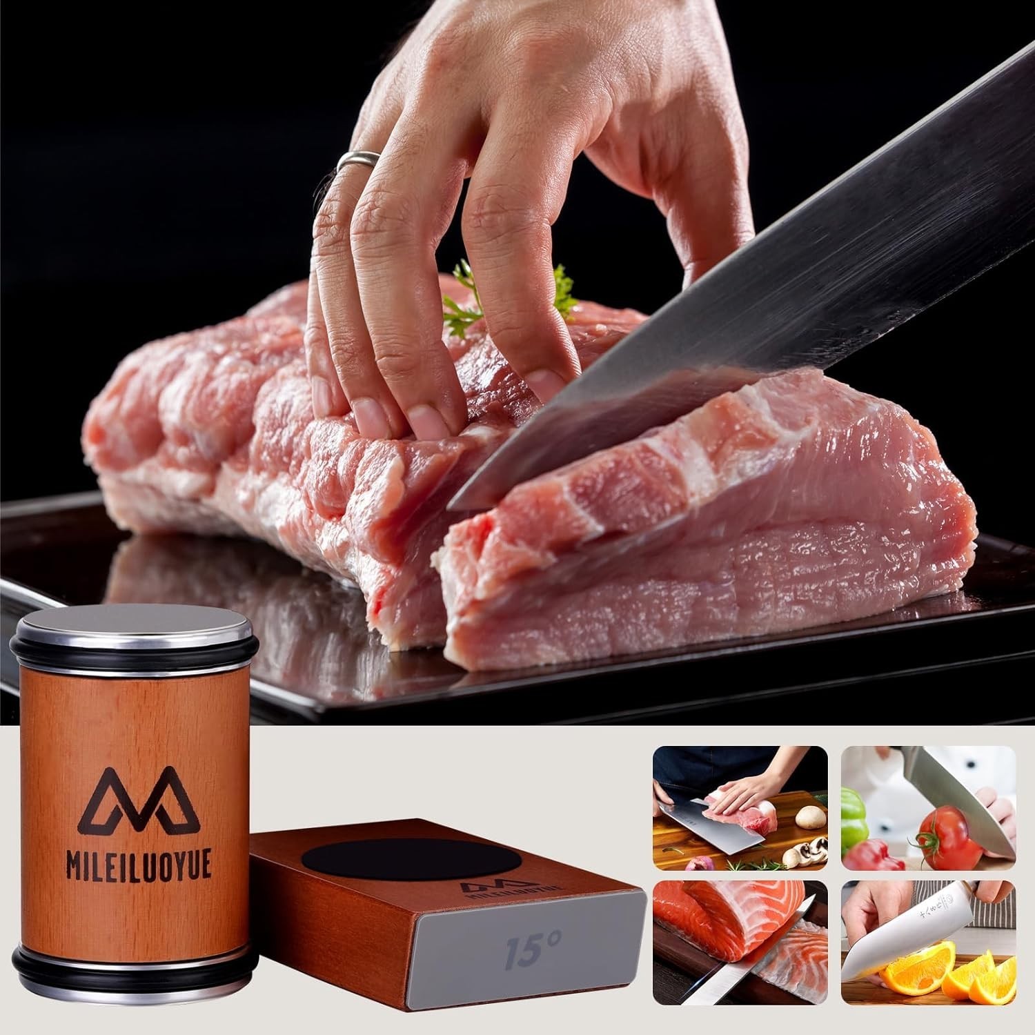 Ceramic Rolling Knife Sharpener Kit with 15° & 20° Angles - Perfect Gift